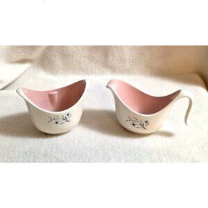 Taylor Smith Taylor Windermere Cream & Sugar Set Pink no lid Midcentury Vintage